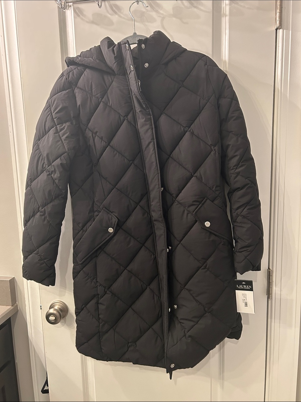 Ralph Lauren Black Diamond-Quilt Hooded Puffer Coat